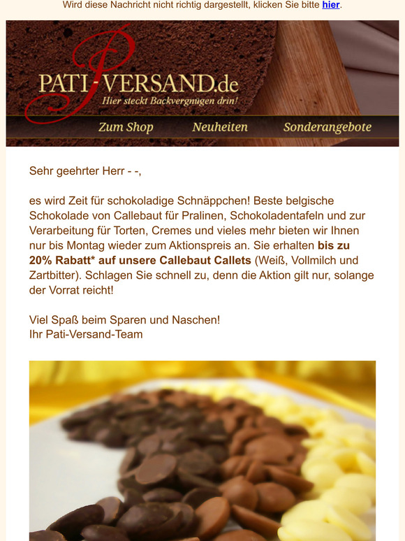 Bis zu 20% Rabatt auf Callebaut Callets - Nur für kurze Zeit 🍫🤎
