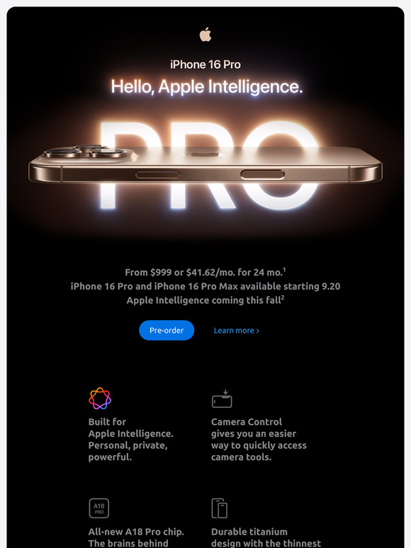 Pre-order iPhone 16 Pro and iPhone 16.