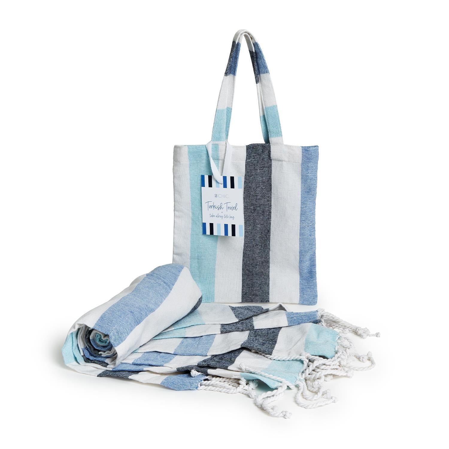 Image of Coastal Stripes Turkish Towel in a Bag