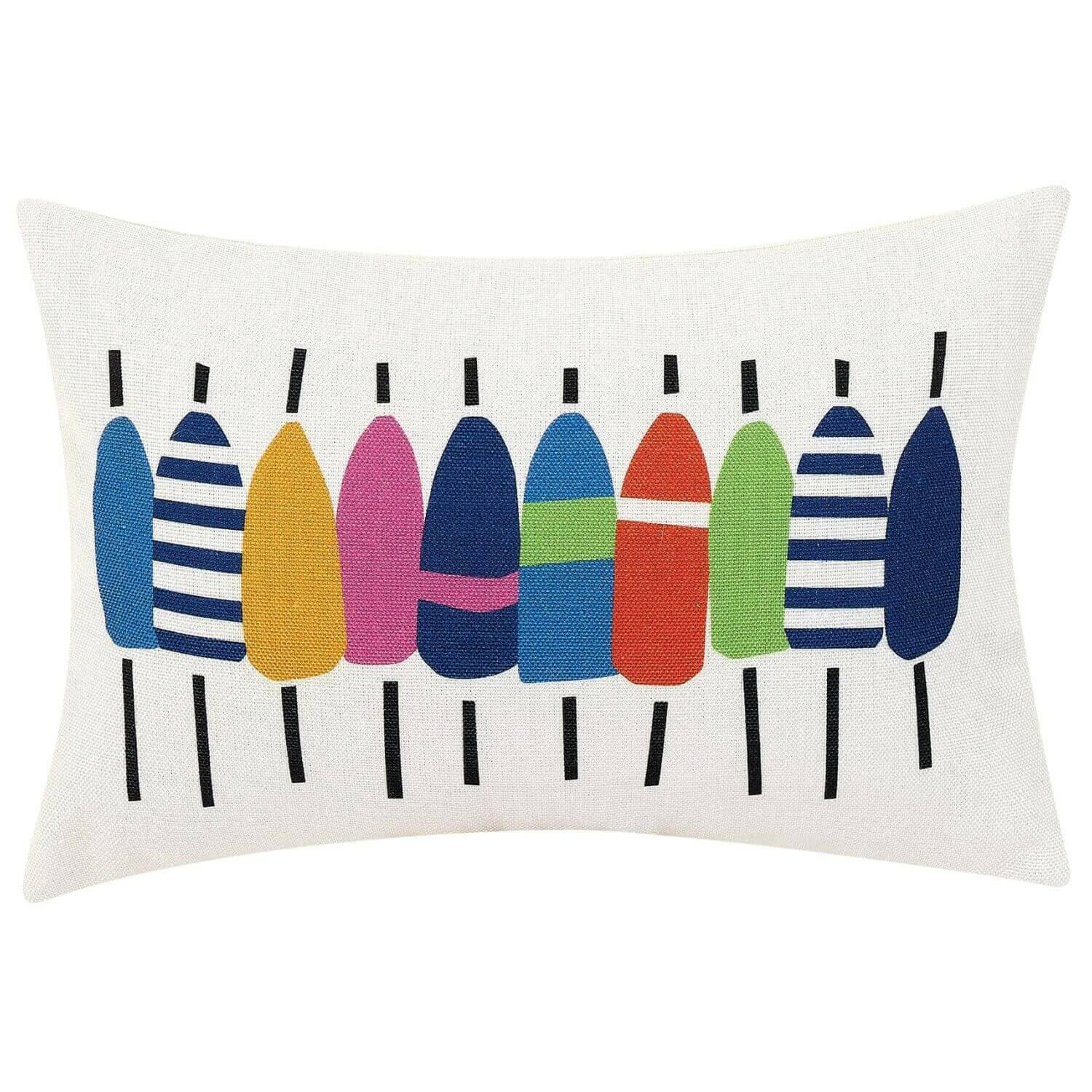 Image of Colorful Buoy Pillow, Indoor/Outdoor Coastal Pillow