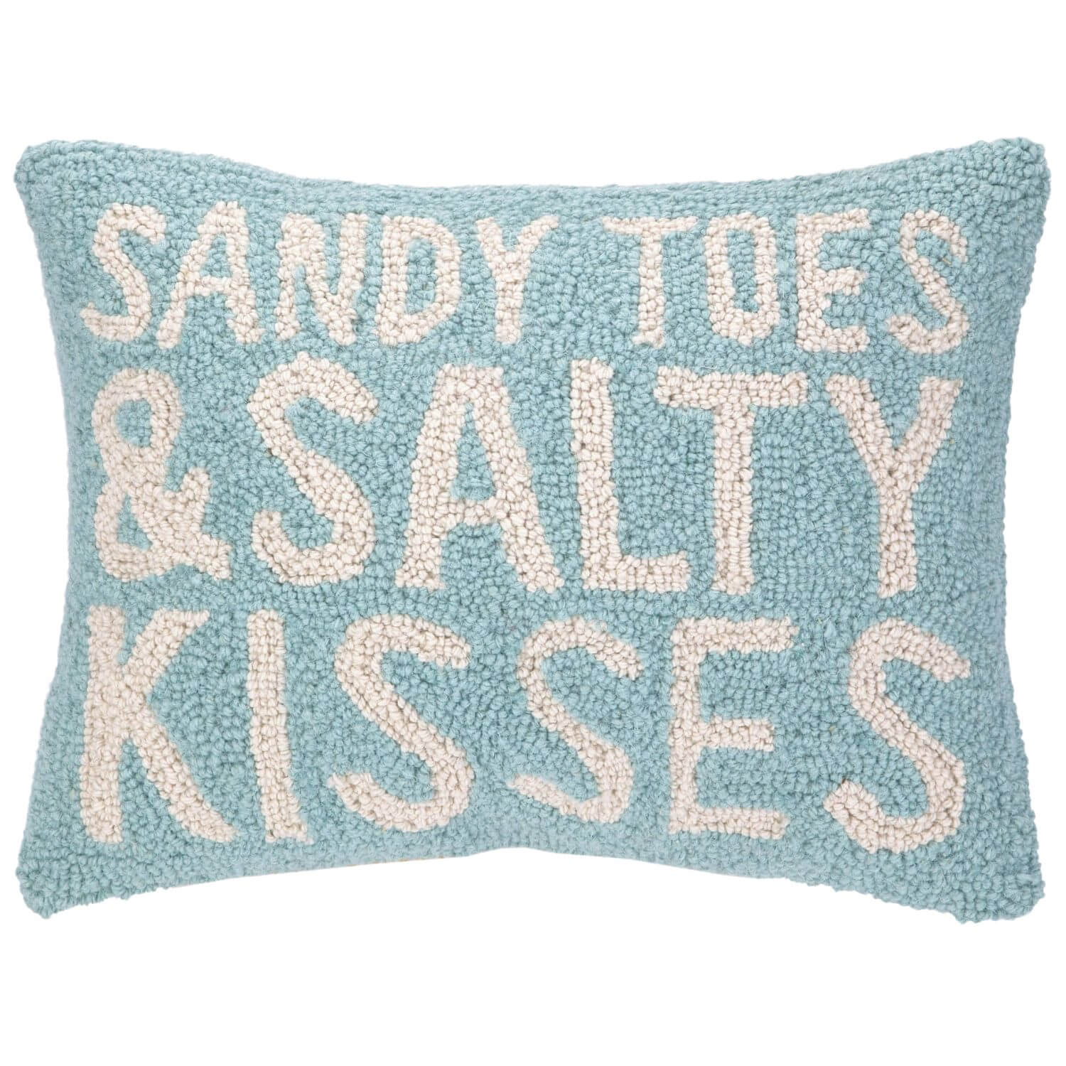 Image of Coastal Blue Sandy Toes and Salty Kisses Hook Throw Pillow, 16" x 12"