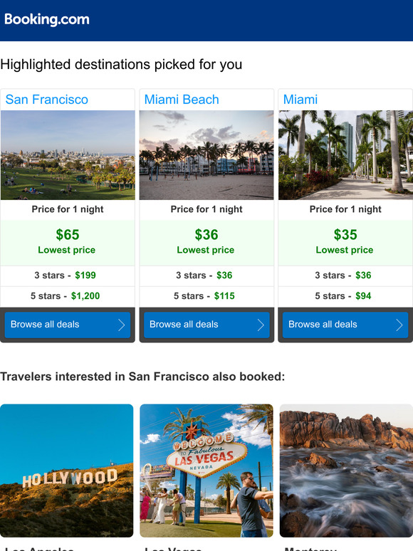 Find the best prices for San Francisco, Miami Beach, and more