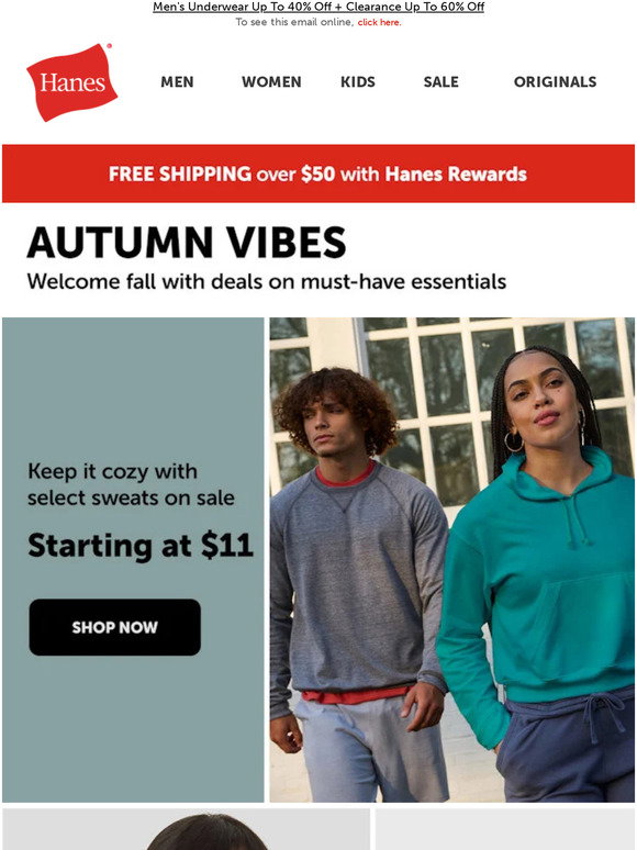 Hanes Email Newsletters: Shop Sales, Discounts, and Coupon Codes