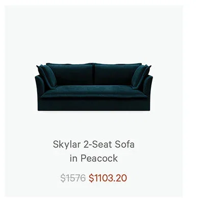 Skylar 2 seat sofa in peacock 