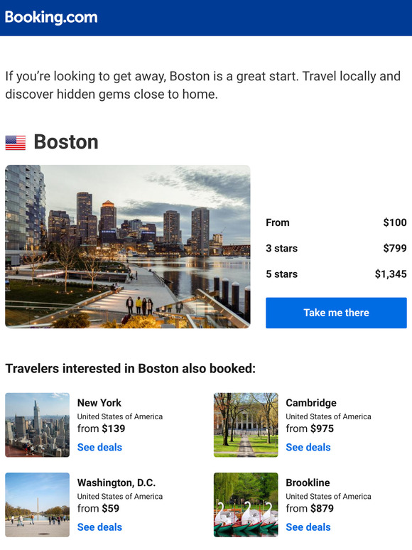 Deals in Boston from $100 for your dates
