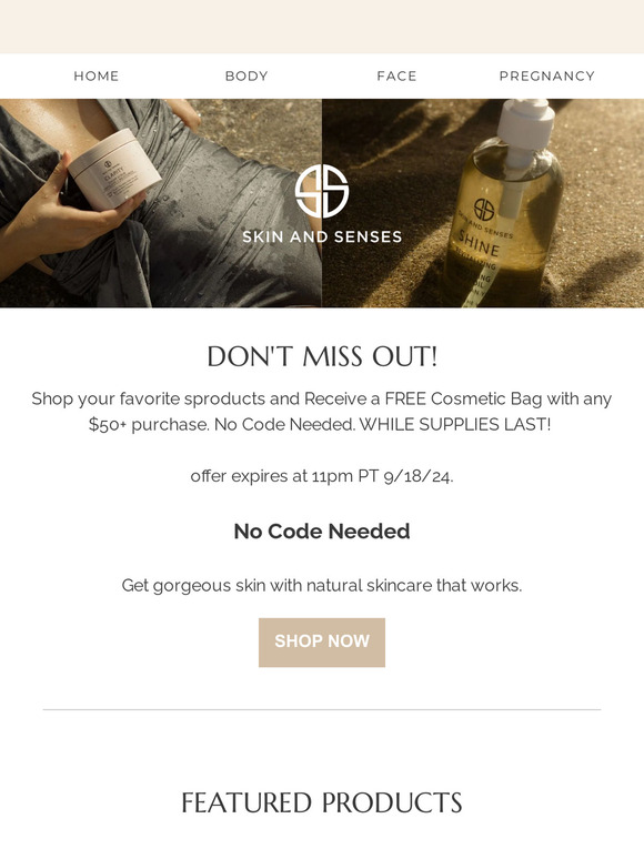 FREE COSMETIC BAG WITH $50+ PURCHASE 🌟 No Code Needed