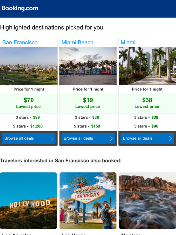 Updating you on prices for San Francisco and Miami Beach