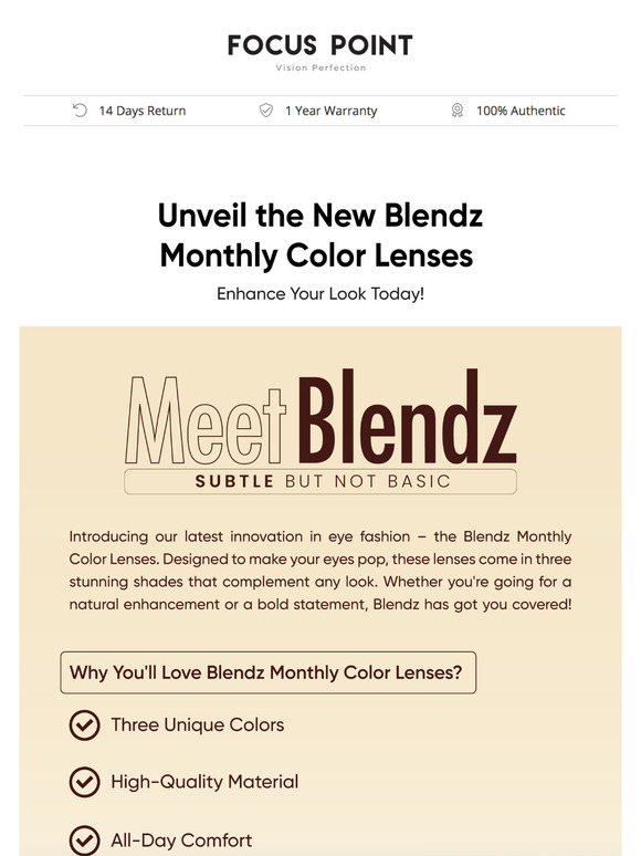 ✨ Something NEW has arrived! Blendz Monthly Color Lenses 😍