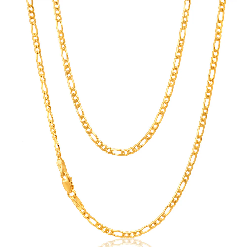 Image of 9ct Yellow Gold Figaro 1:3 50cm Chain 60Gauge