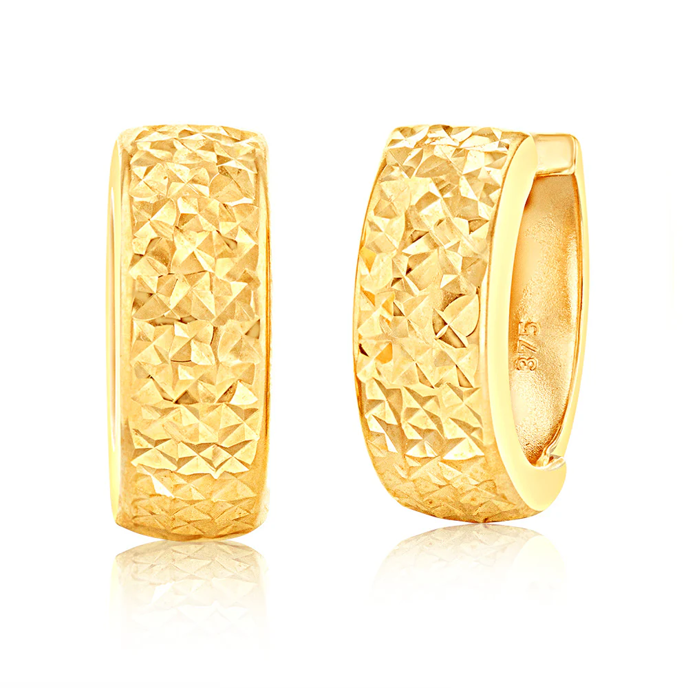 Image of 9ct Yellow Gold 10mm Huggie Earrings