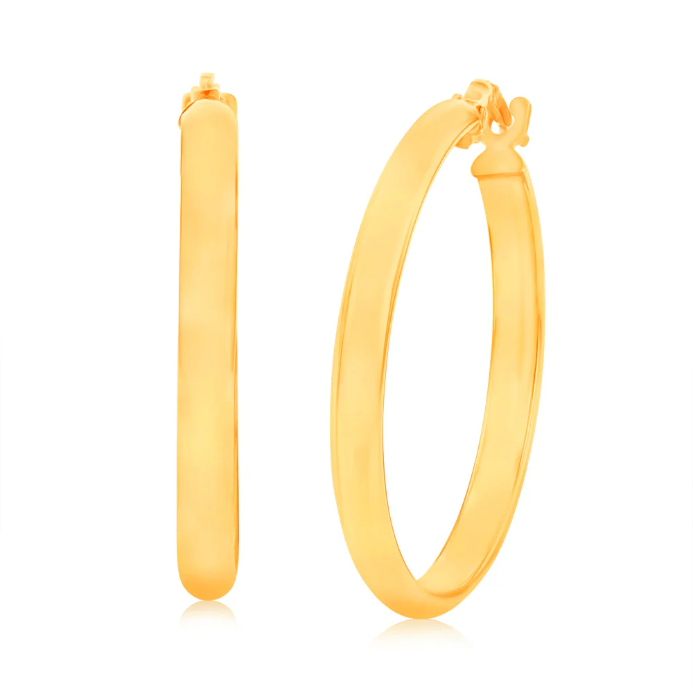 Image of 9ct Yellow Gold 20mm Plain Hoop Earrings