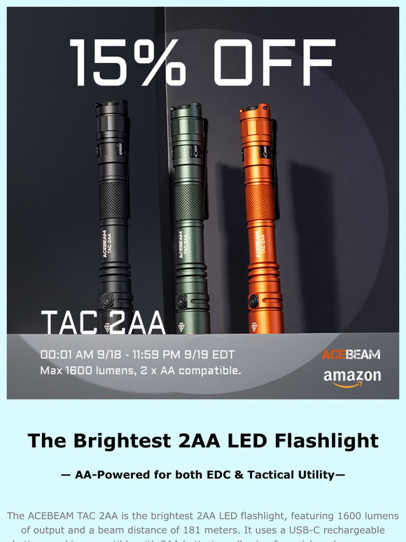 Say Goodbye to Darkness: NEW RELEASE TAC 2AA SFT25 LED Flashlight