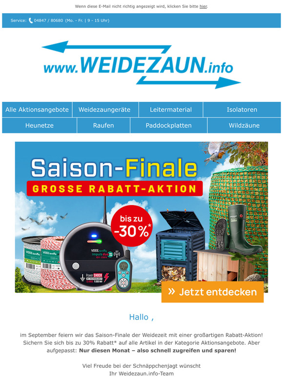Saison-Finale: Angebote bis zu 30%