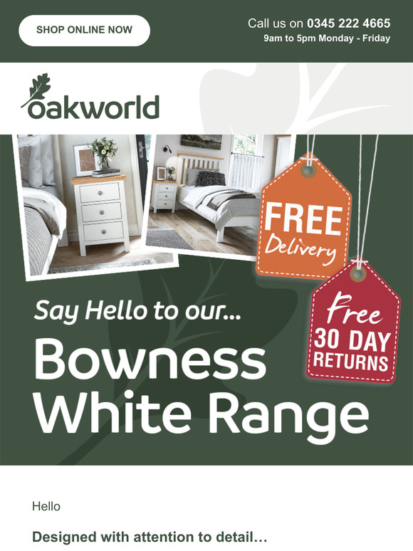 Say Hello to the Best, with our NEW White Bowness Range