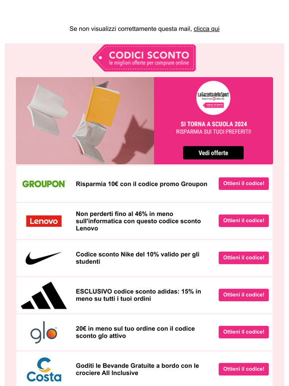 Nike, LG, Groupon e altre offerte speciali per te!
