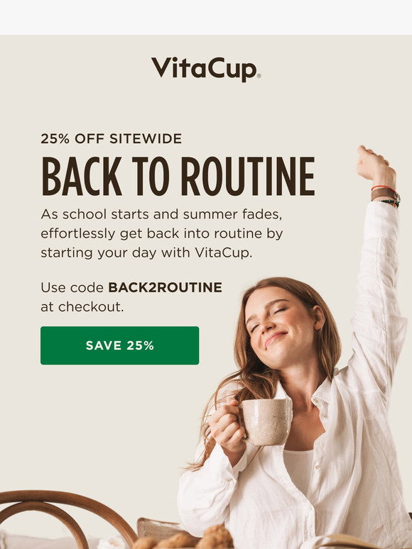 VitaCup: STARTS NOW: Back to Routine Sale | Milled