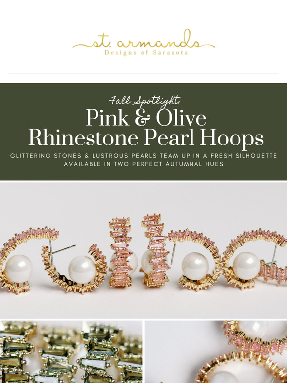 New for Fall: Pink & Olive Pearl Hoops