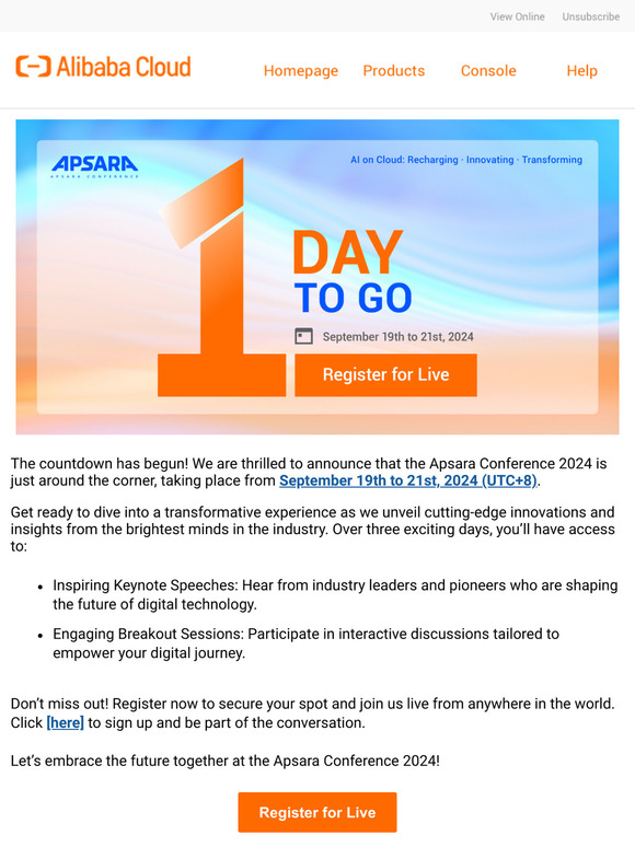 [Register for Live] Just 1 Day to Go! Join Us for the Apsara Conference 2024 Live!