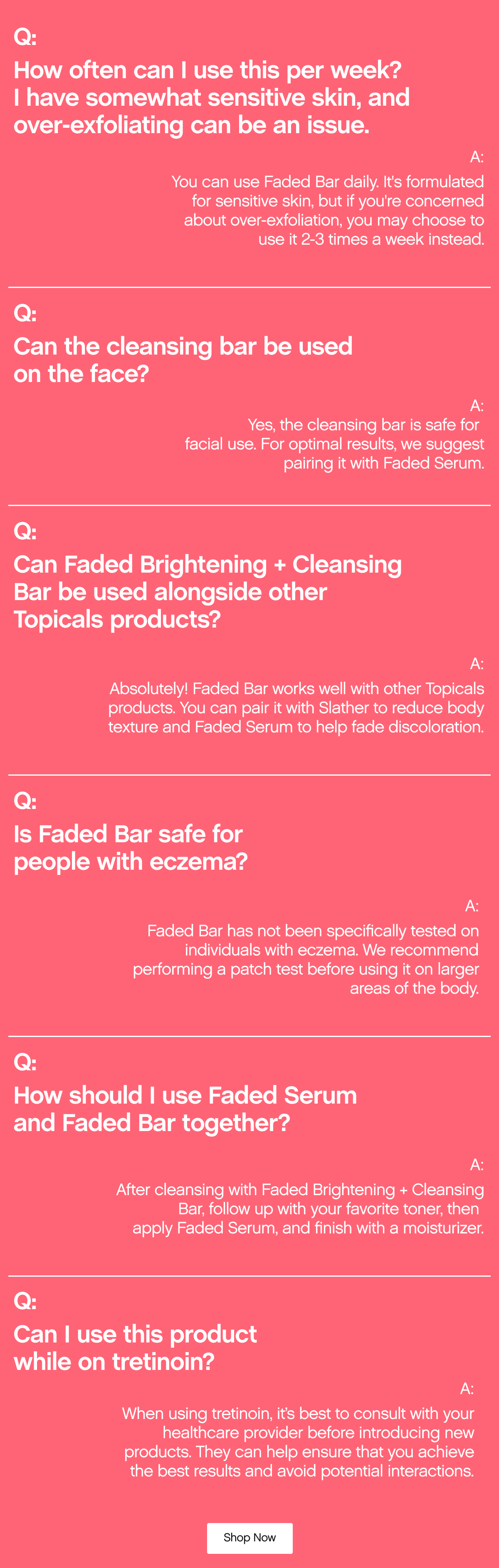 Faded Brightening & Cleansing Bar Questions