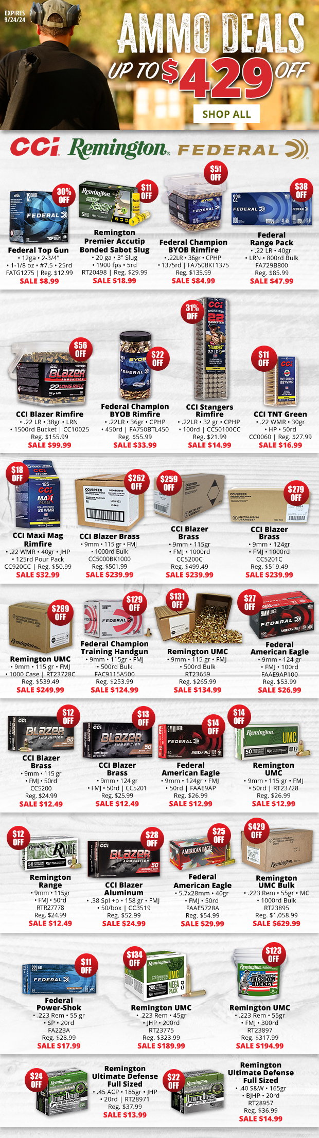 Up to $429 Off Ammo to Get You Range Ready!