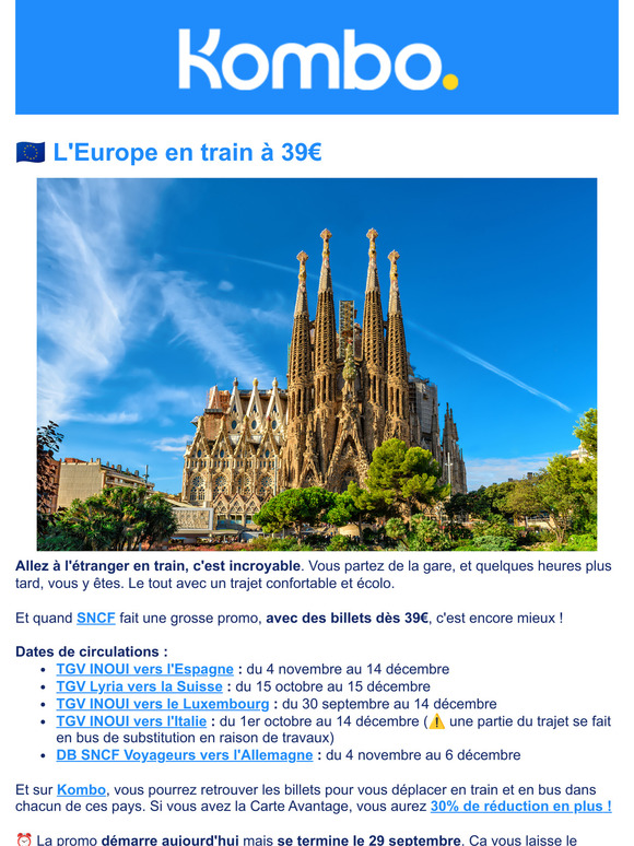Promo : partez à Barcelone ou en Suisse pour 39€