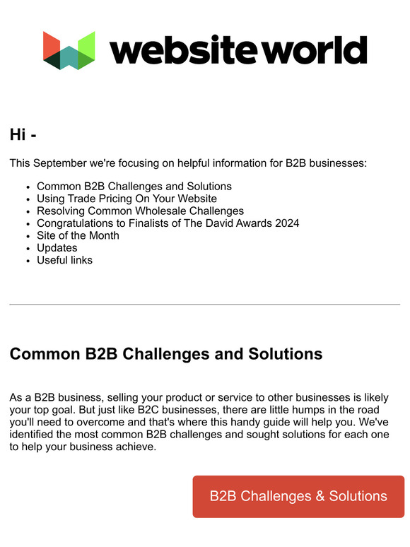 September Newsletter: B2B Focus