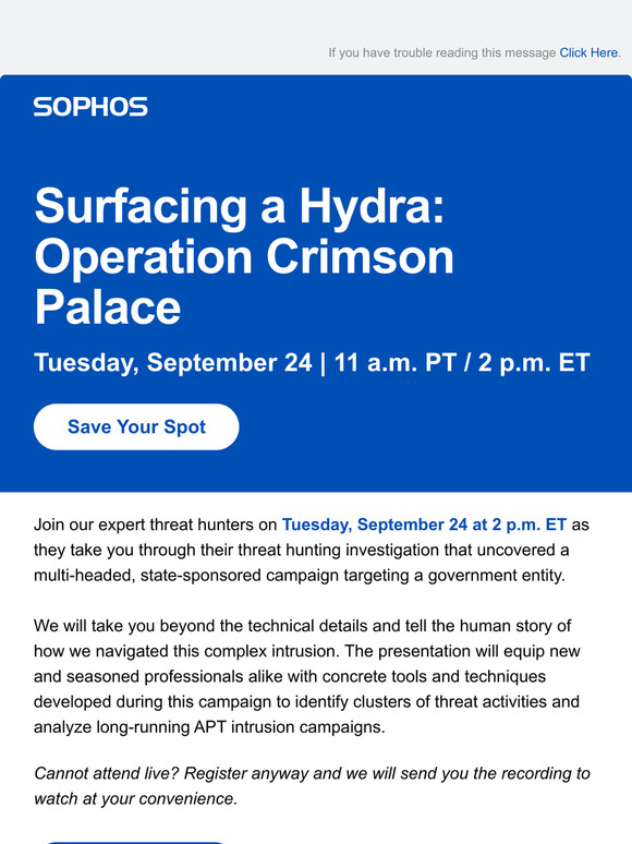 [Webinar] Unveiling a Multi-Headed State-Sponsored Cyberespionage Campaign