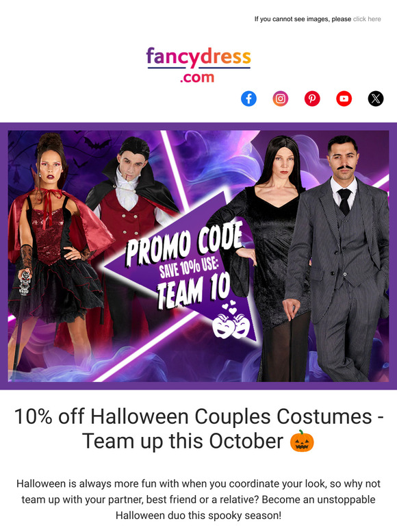 10% off Couples Halloween Costumes - Limited Time Only 🦇