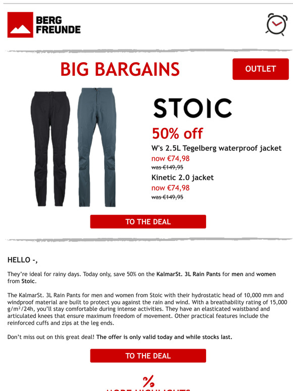 ⏰ Today only: 50% off waterproof trousers from Stoic