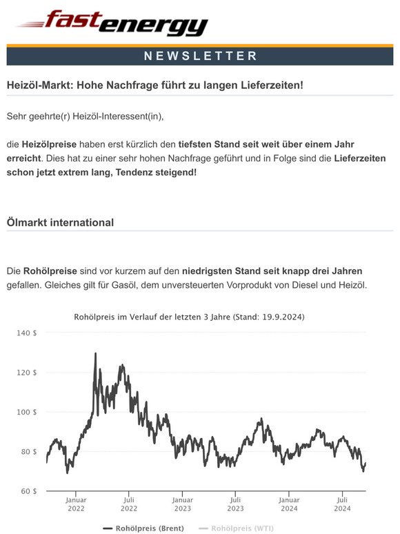 Heizöl-Markt: Hohe Nachfrage führt zu langen Lieferzeiten!