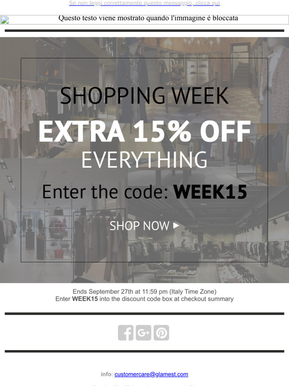 Shopping Week: EXTRA 15% OFF everything