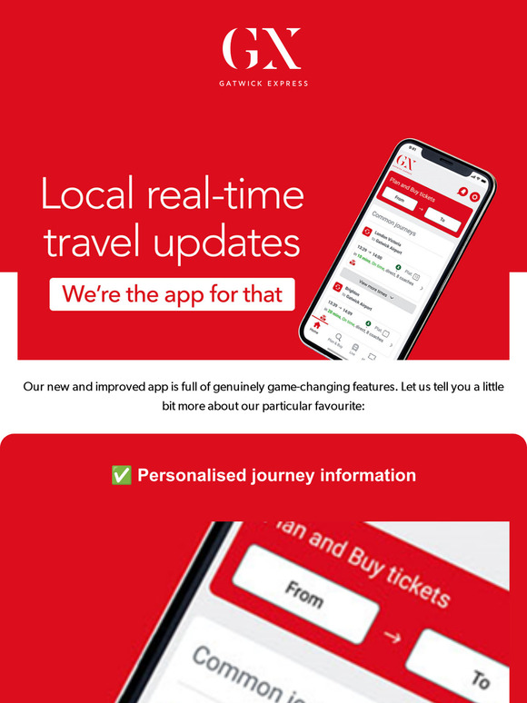 The new Gatwick Express app - this time... it's personal 😊📱