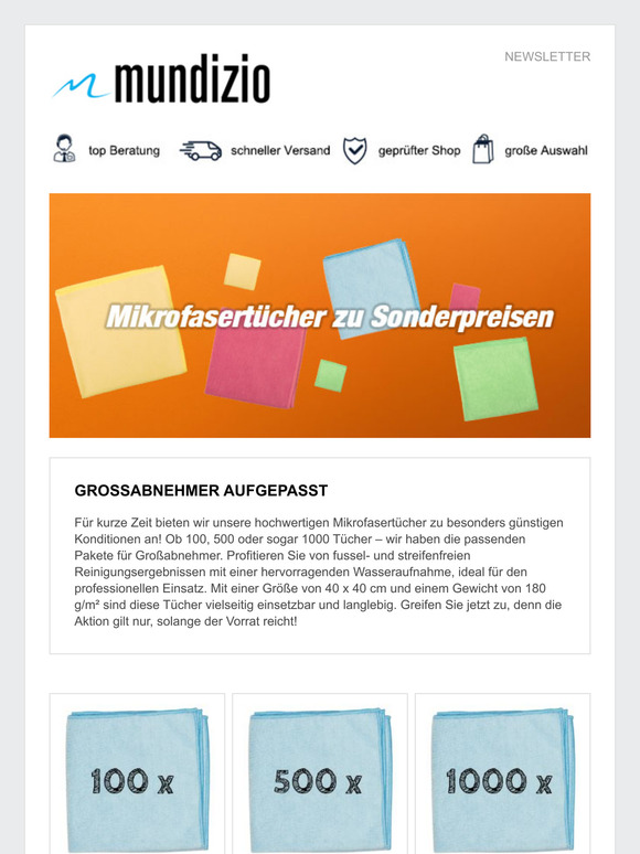 Mikrofasertücher ab 45 Cent - Großabnehmer aufgepasst