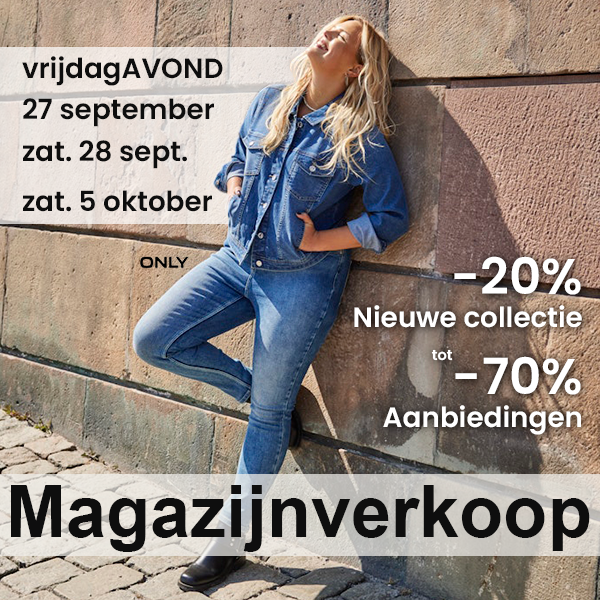 Magazijnverkoop Vrijdagavond 27 en zaterdag 28 september