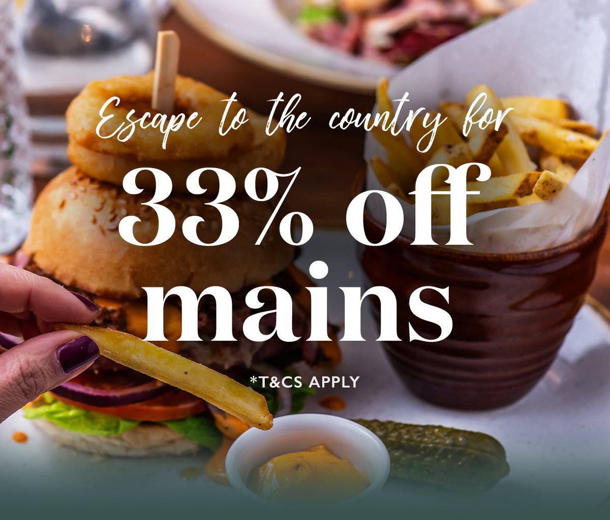 Join us again for 33% off mains