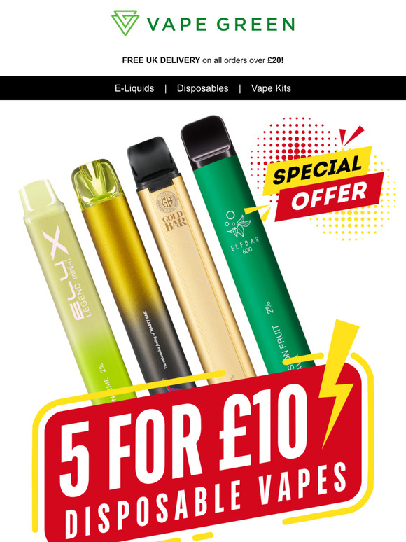 PRICE DROP! 5 for £10 Disposable Vapes! 🔥