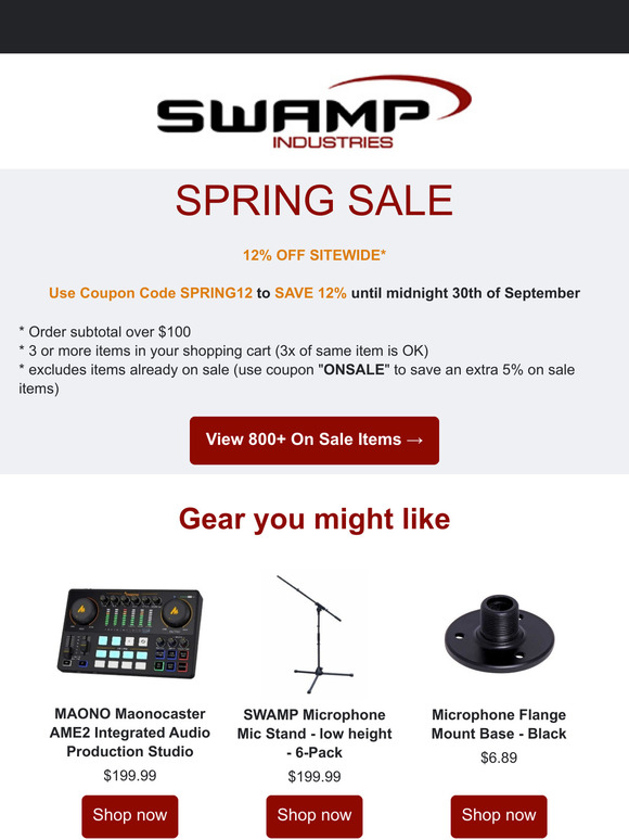 SPRING SALE 🚀 Sitewide 12% Discounts & 800+ Items On Sale 🎸🎙️ 🎹