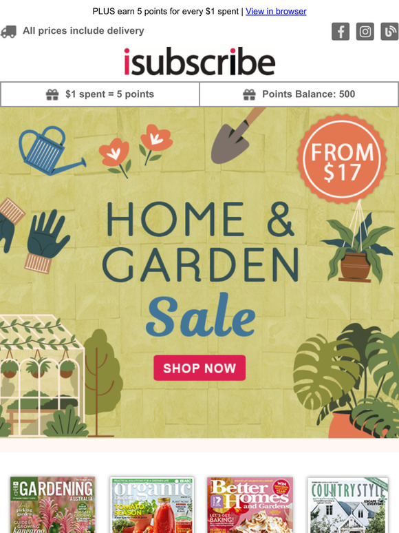 —, Home & Garden Sale: Magazines from Just $17!