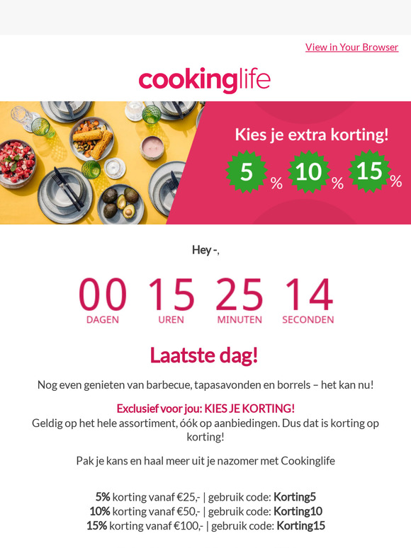 Laatste dag, kies nu je korting! 🤩