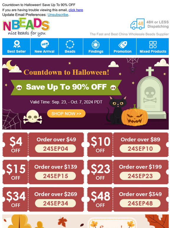 Countdown to Halloween! Save Up To 90% OFF