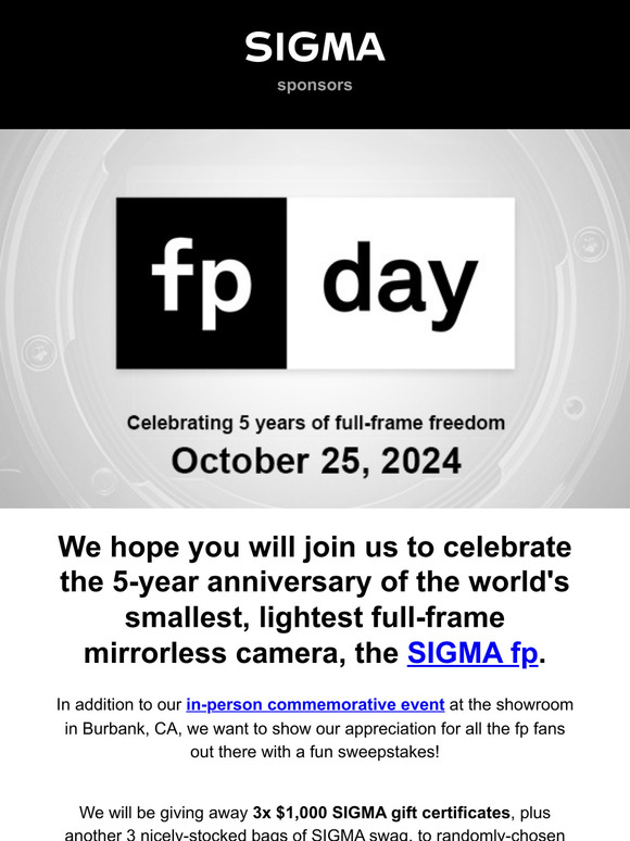 SIGMA is celebrating the 5-year anniversary of the SIGMA fp!