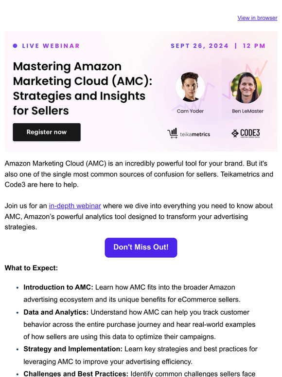 ☁️ Mastering Amazon Marketing Cloud: Webinar Thursday