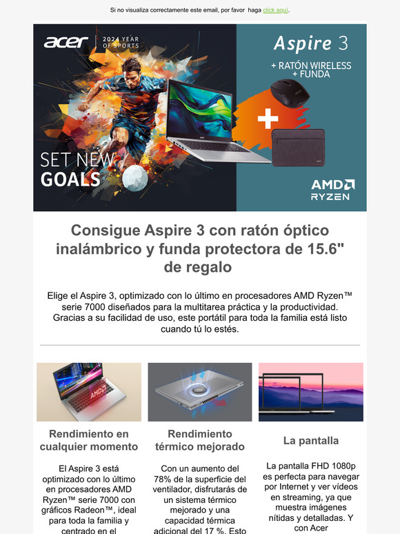 Consigue tu Aspire 3 con ratón y funda de regalo