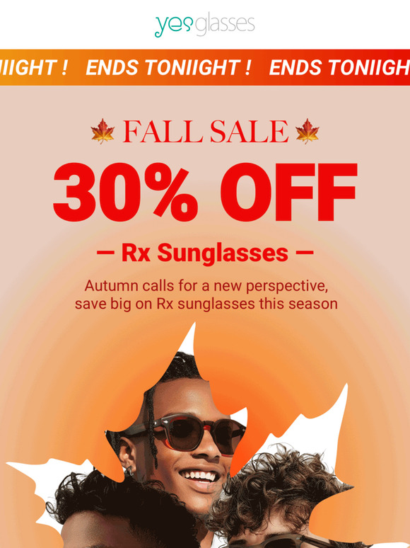Fall Sale Ends Tonight: 30% Off Rx Sunglasses 🍂🕶️