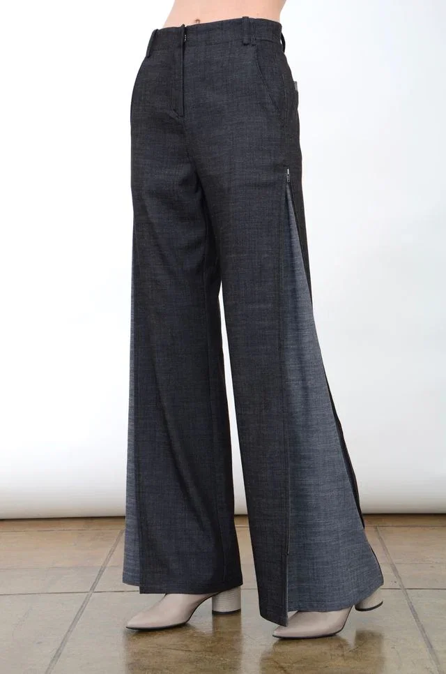 Image of Eco Slub Denim Convertible Pant with Color Contrast Detail - ADALIA FA24