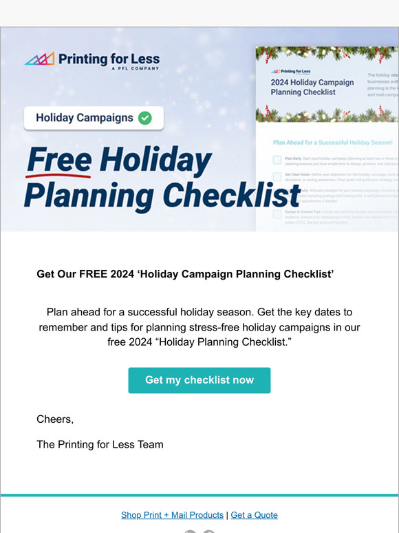 FREE 2024 “Holiday Campaign Planning Checklist”