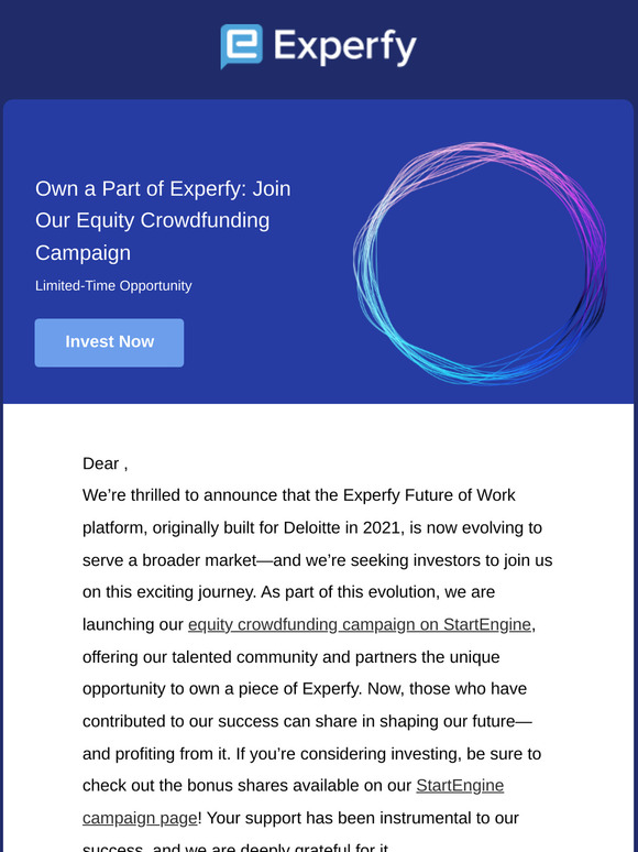 Experfy’s Equity Crowdfunding is Live: Don’t Miss Your Chance