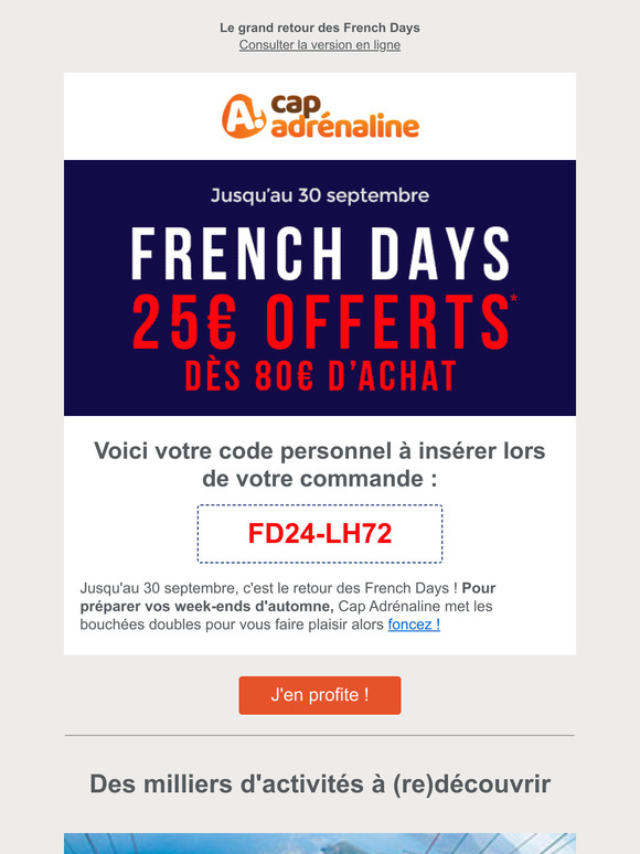 French Days : 25€ de remise pour vous