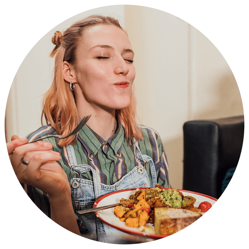 Woman eating a healthy meal