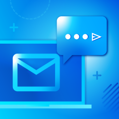 A computer with a letter symbol indicating an email being sent back.